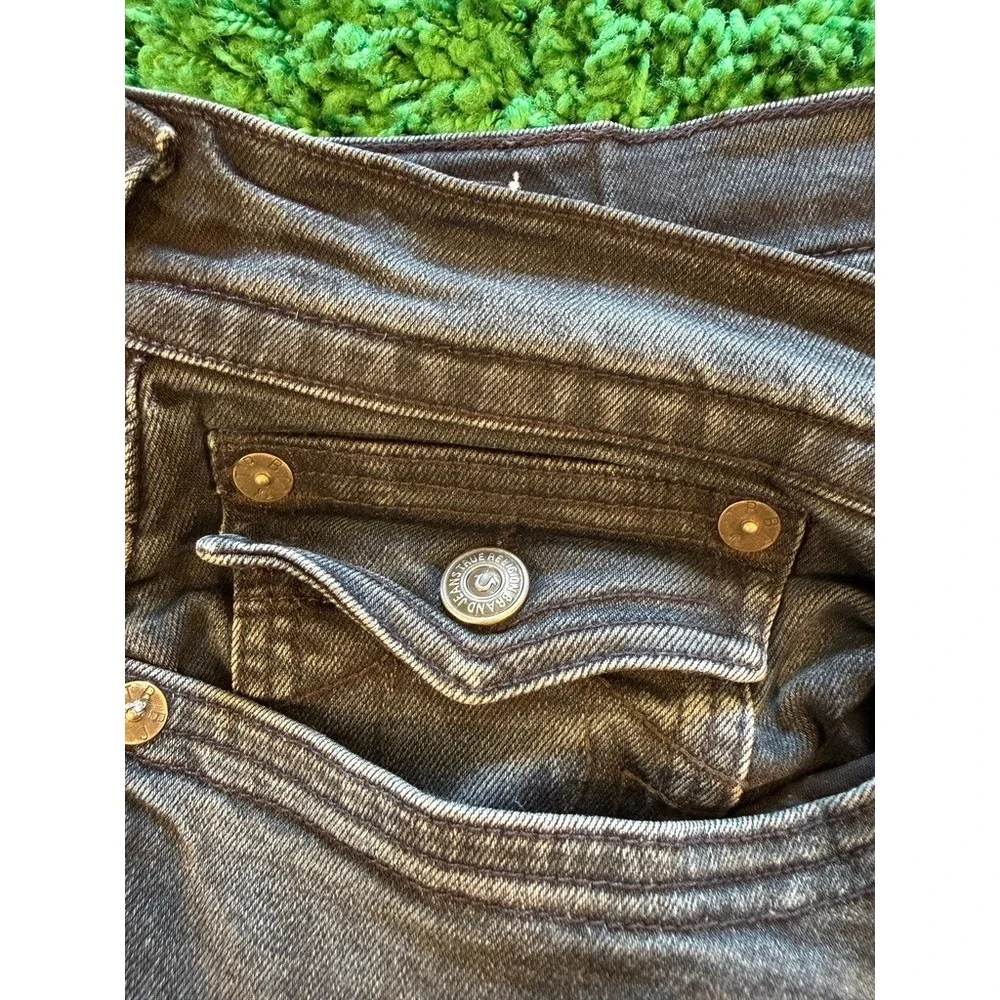 True Religion Jeans Mens 42 Black Excellent Faded Straight Leg Horseshoe Pocket